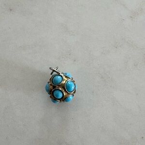 Vintage 1960s Paste Turquoise Orb Pendant – Silver Setting Cabochon Globe Charm